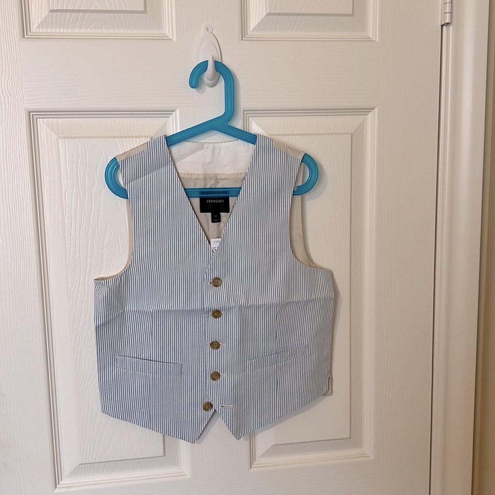 Jcrew brand new boy’s Boys' Ludlow suit vest in seersucker size12